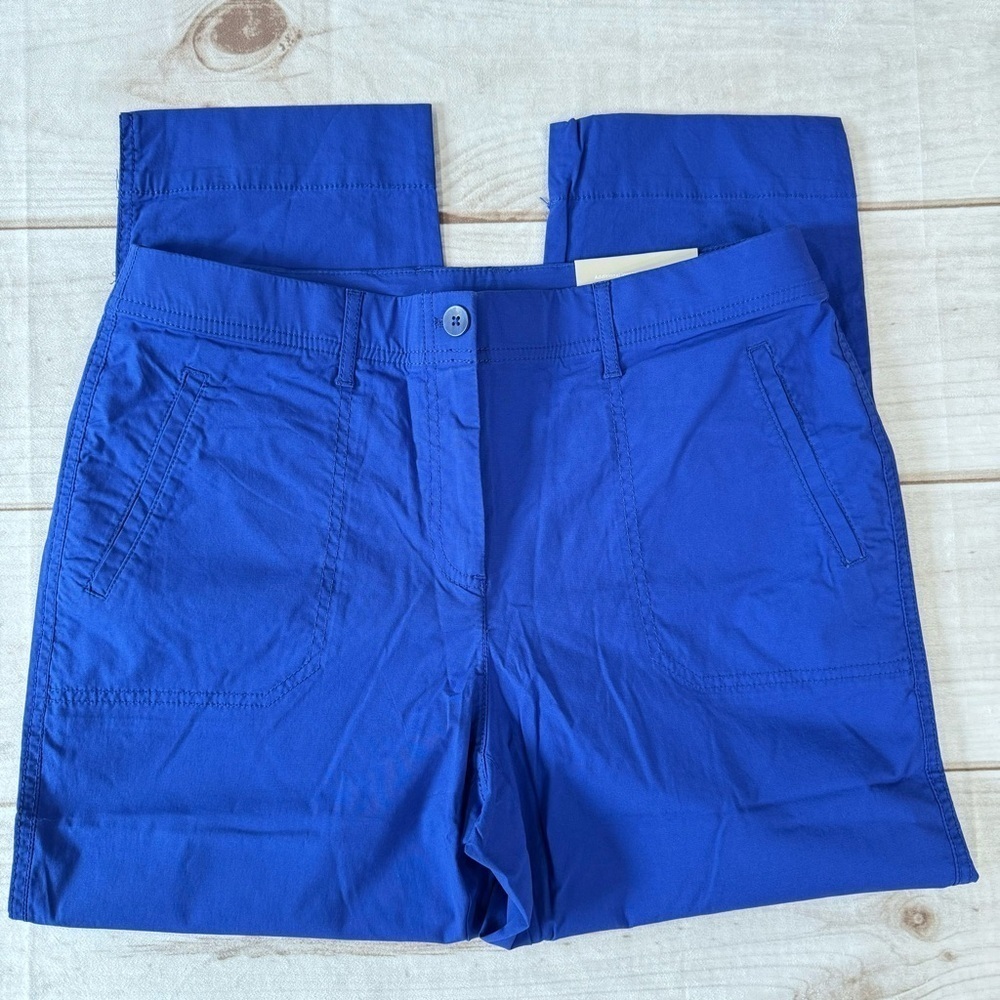 Chico’s Secret Stretch Waist Casual Straight Leg Crop Pants Royal Cobalt Blue